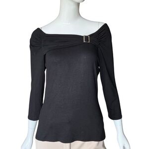 White House Black Market Off Shoulder Black Top Size Medium